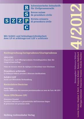 Schweizerische Zeitschrift für Zivilprozessrecht 4/2012