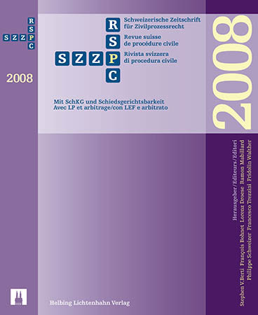 Schweizerische Zeitschrift für Zivilprozessrecht Einbanddecke 2008