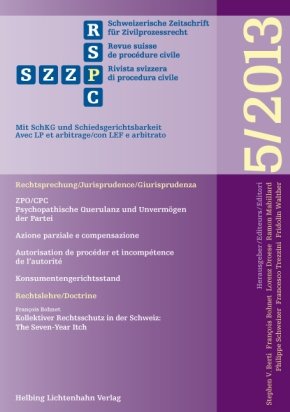 Schweizerische Zeitschrift für Zivilprozessrecht 5/2013