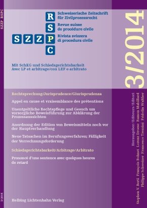 Schweizerische Zeitschrift für Zivilprozessrecht 3/2014