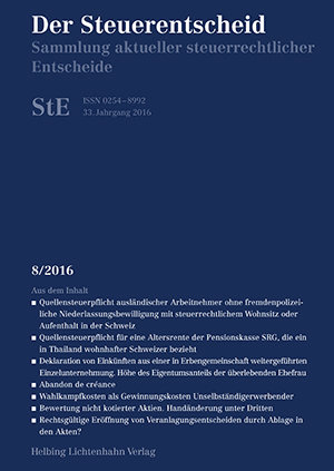 Der Steuerentscheid 08/2016