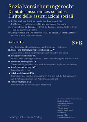 Sozialversicherungsrecht - Rechtsprechung 4-5/2016