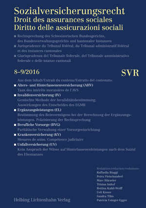 Sozialversicherungsrecht - Rechtsprechung 8-9/2016