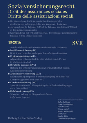 Sozialversicherungsrecht - Rechtsprechung 10/2016