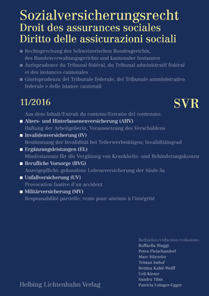 Sozialversicherungsrecht - Rechtsprechung 11/2016