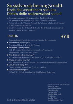 Sozialversicherungsrecht - Rechtsprechung 12/2016