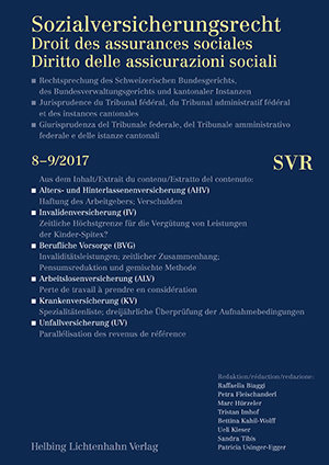 Sozialversicherungsrecht - Rechtsprechung 8-9/2017