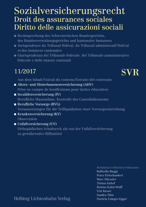 Sozialversicherungsrecht - Rechtsprechung 11/2017