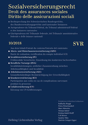 Sozialversicherungsrecht - Rechtsprechung 10/2018