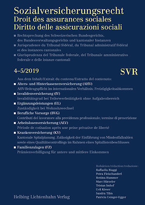 Sozialversicherungsrecht - Rechtsprechung 4-5/2019