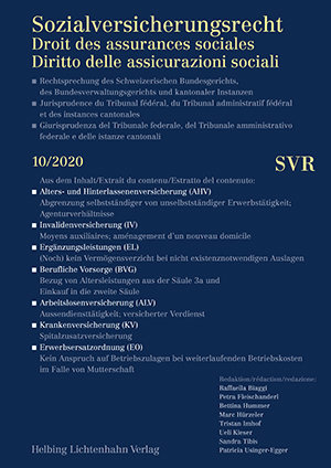 Sozialversicherungsrecht - Rechtsprechung 10/2020