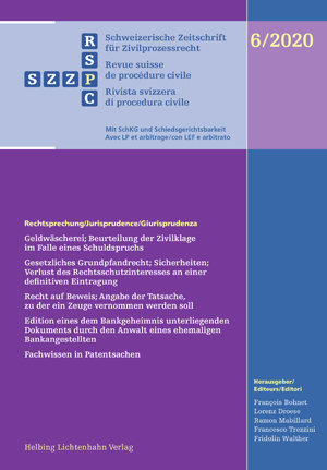 Schweizerische Zeitschrift für Zivilprozessrecht 6/2020