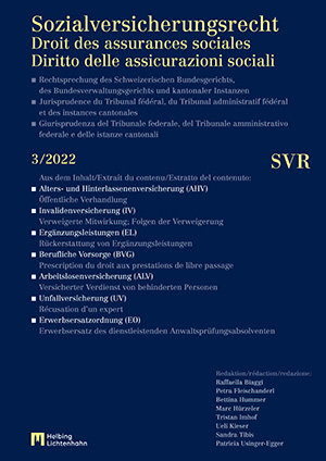 Sozialversicherungsrecht - Rechtsprechung 3/2022