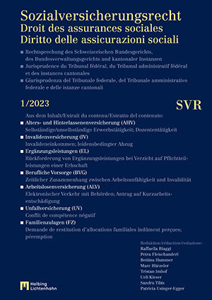 Sozialversicherungsrecht - Rechtsprechung 1/2023