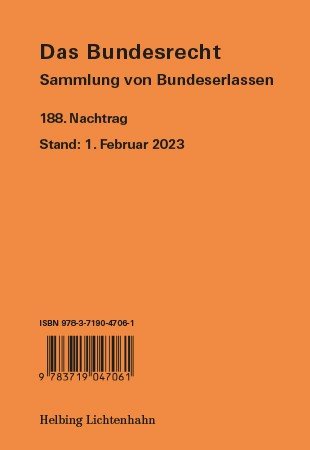 Das Bundesrecht, N 188, Stand: 1. Februar 2023